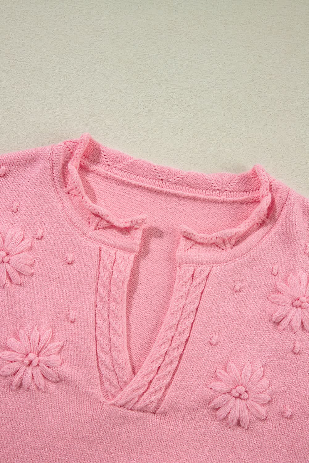 Peach blossom floral knit sweater