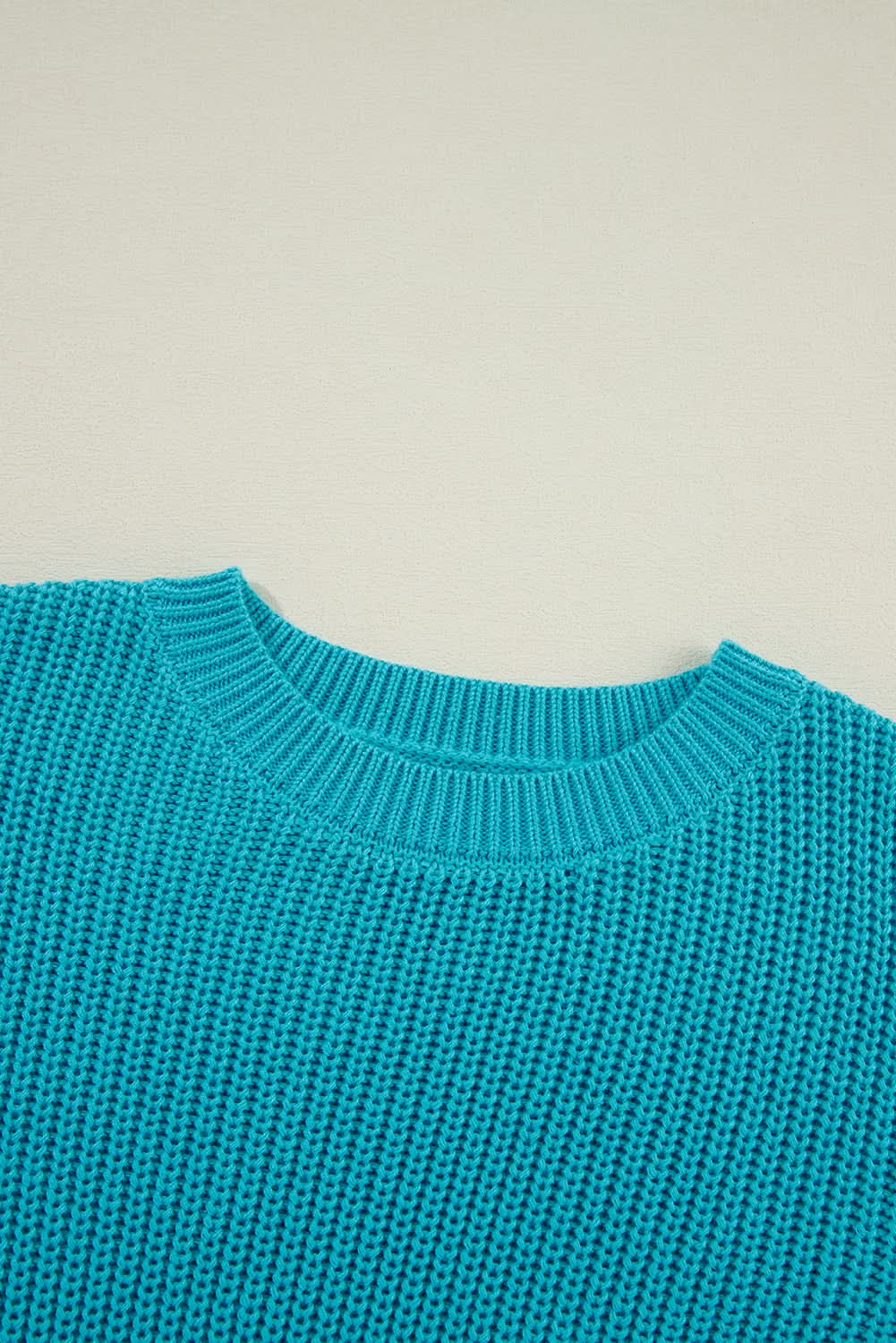 Turquoise Ruffled Knit Sweater