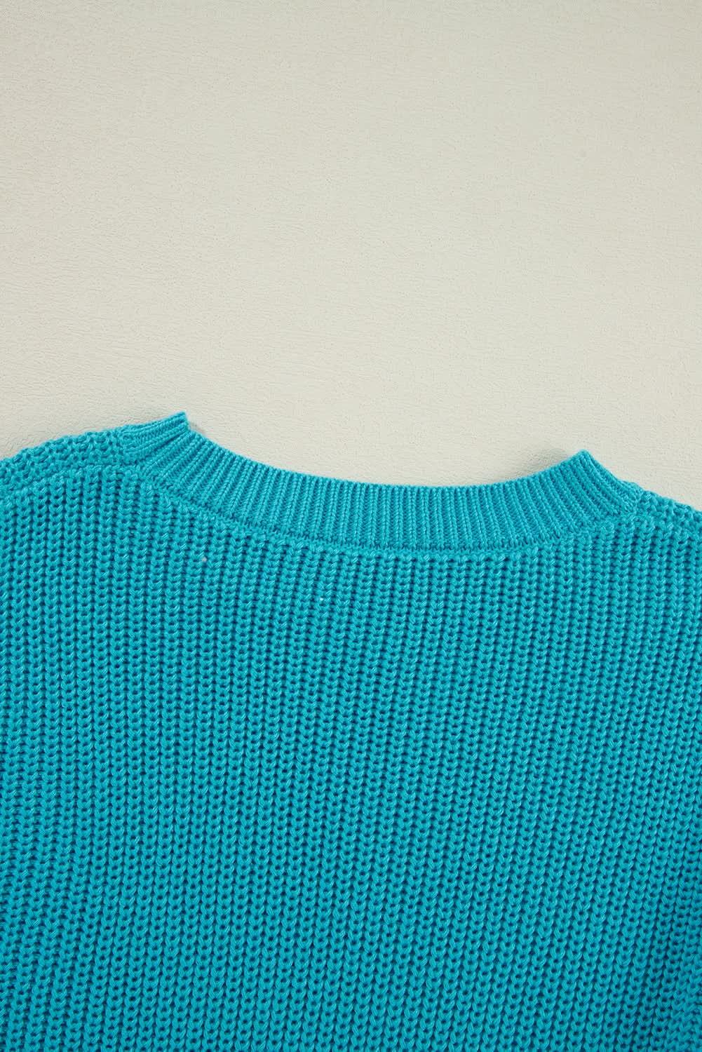 Turquoise Ruffled Knit Sweater
