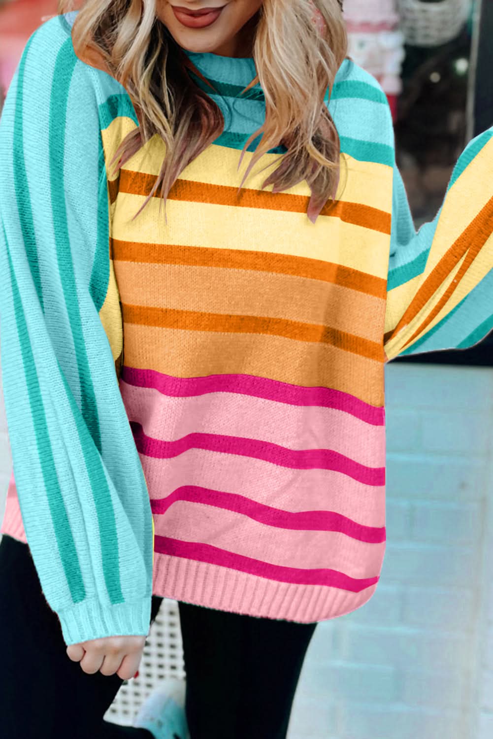 Loose-fit yellow striped sweater