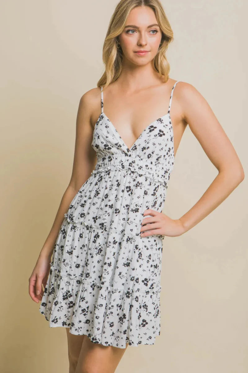 Love Tree Floral Tiered Cami Mini Dress for Summer Style