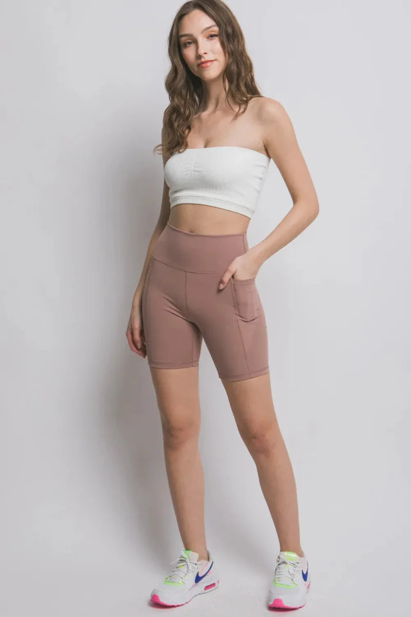 Love Tree High Waist Seam Detail Active Shorts for Women