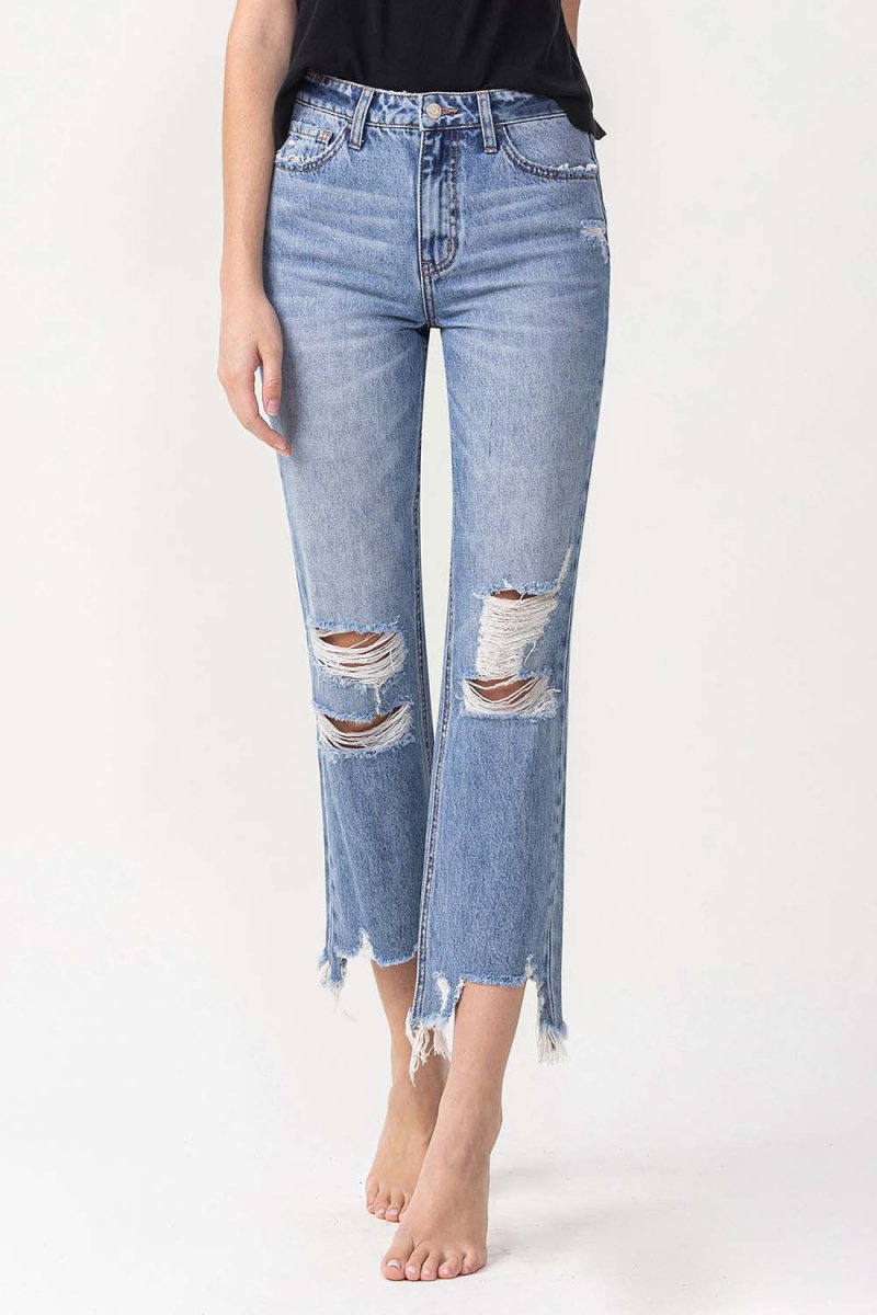 Premium Lovervet High Rise Distressed Straight Jeans for Women