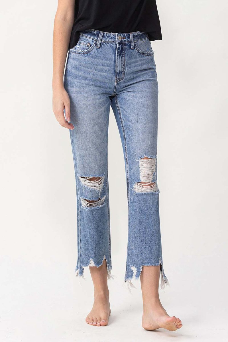 Premium Lovervet High Rise Distressed Straight Jeans for Women