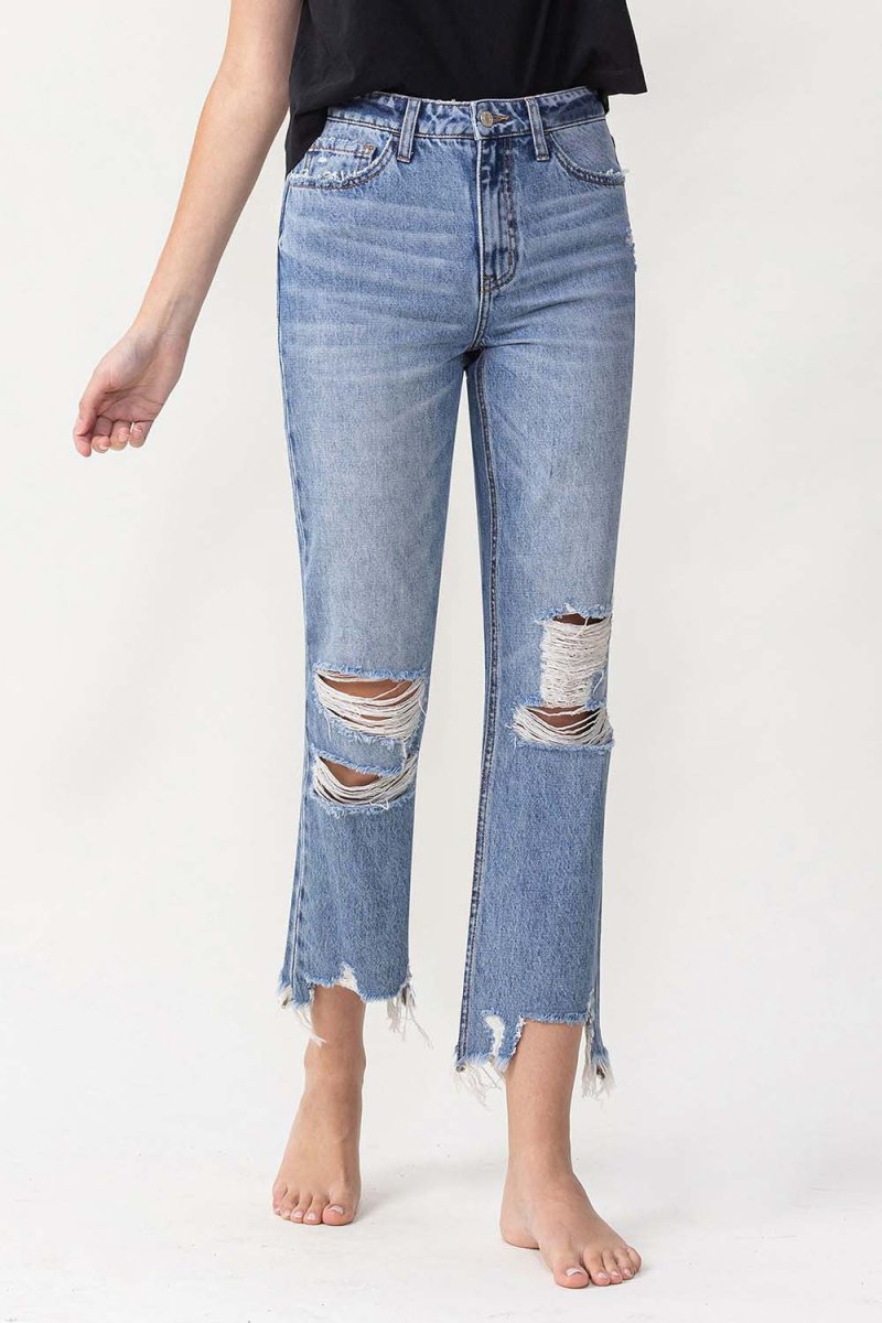 Premium Lovervet High Rise Distressed Straight Jeans for Women