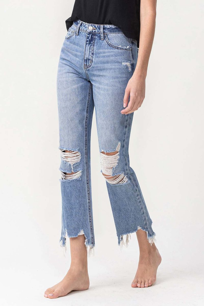 Premium Lovervet High Rise Distressed Straight Jeans for Women