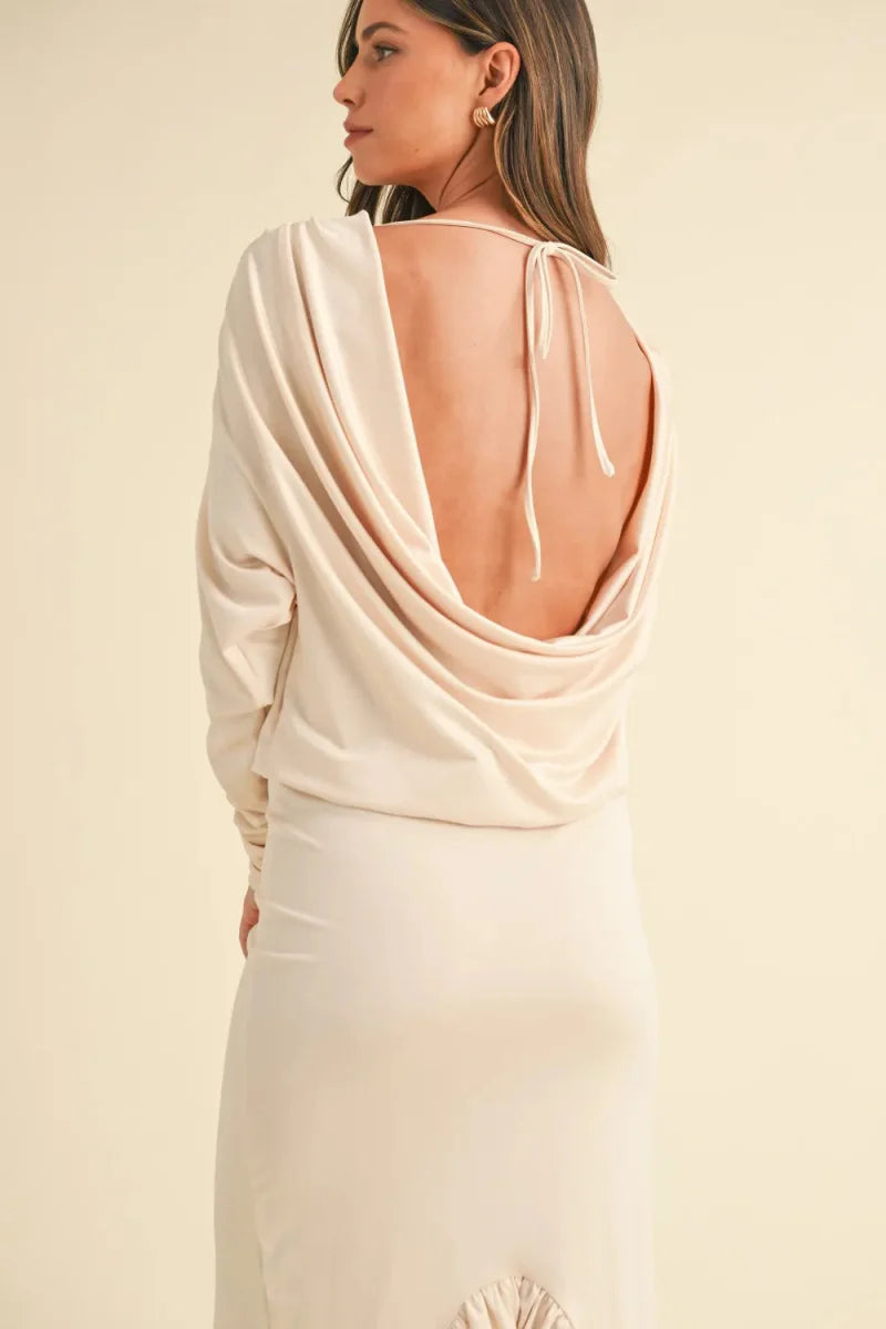 Mable Backless Asymmetric Ruffle Hem Dress for Women