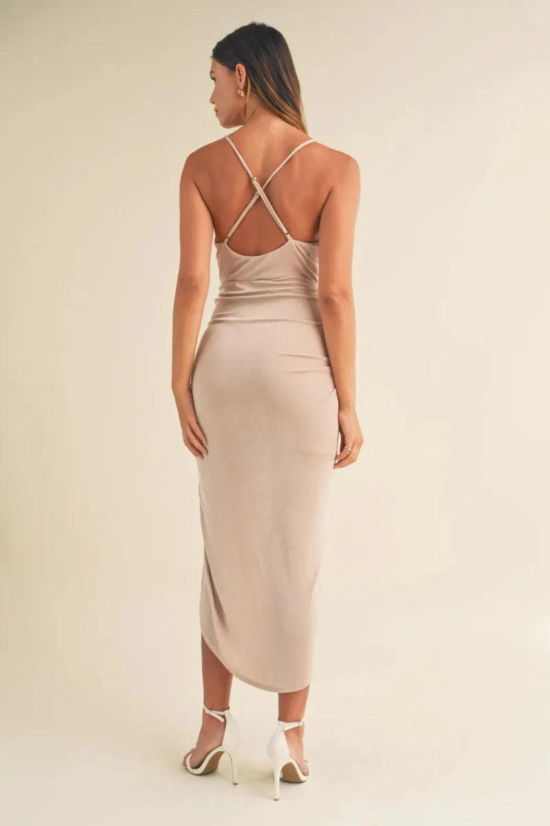 Mable Draped Detail Cami Midi Dress for Elegant Style