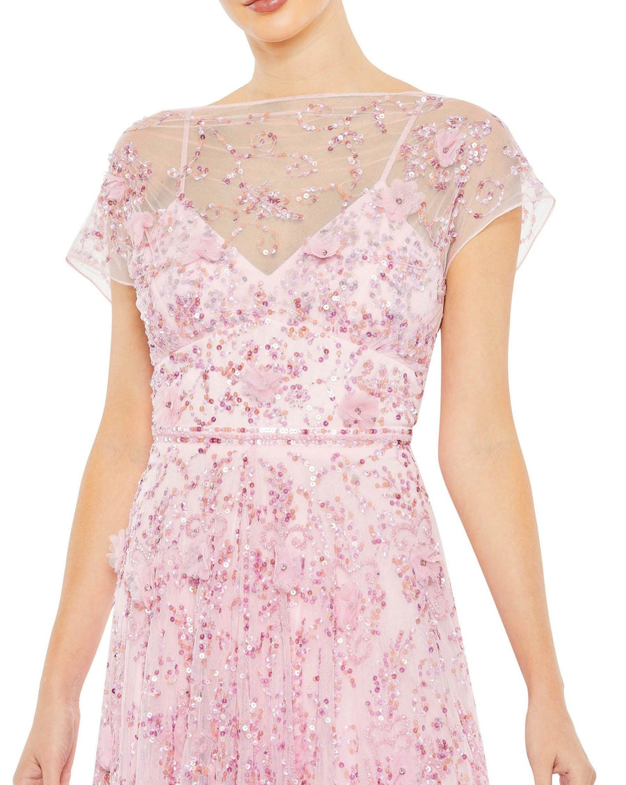 Candy Pink 12 Mac Duggal 70274 Long Cap Sleeve Formal Dress Sale