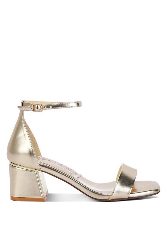 Rag Company Makena Metallic Block Heel Sandals - Elegant Occasion Footwear