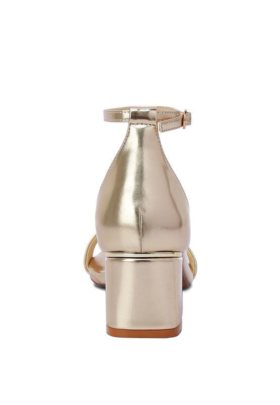 Rag Company Makena Metallic Block Heel Sandals - Elegant Occasion Footwear