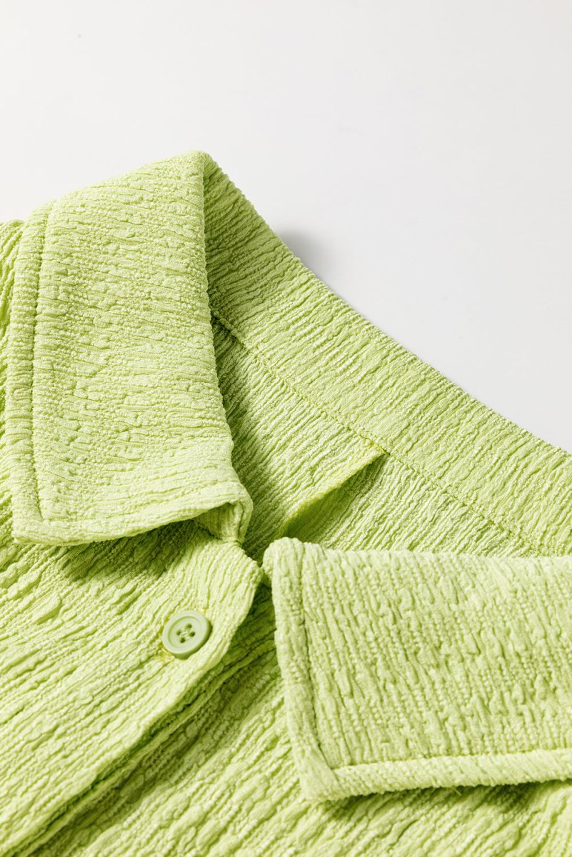 Meadow Mist Green Textured Short Sleeve Pocket Romper