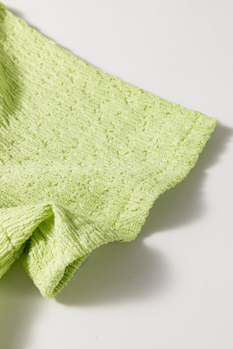 Meadow Mist Green Textured Short Sleeve Pocket Romper