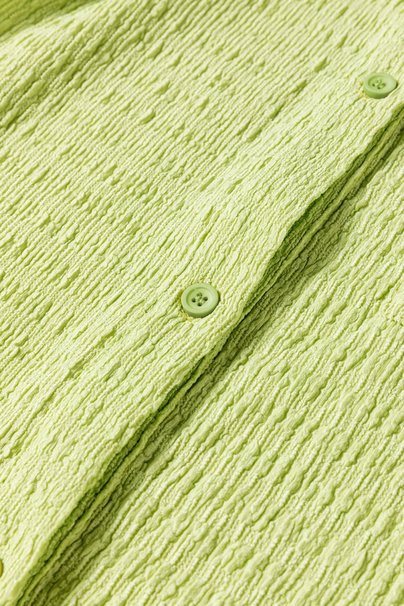 Meadow Mist Green Textured Short Sleeve Pocket Romper