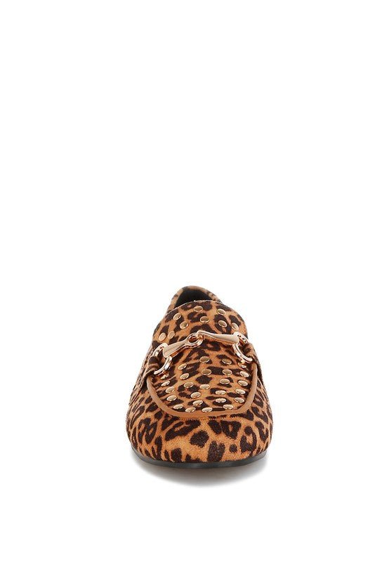 Rag Company Meopa Horsebit Studs Leopard Print Loafers for Women - Elegant Footwear