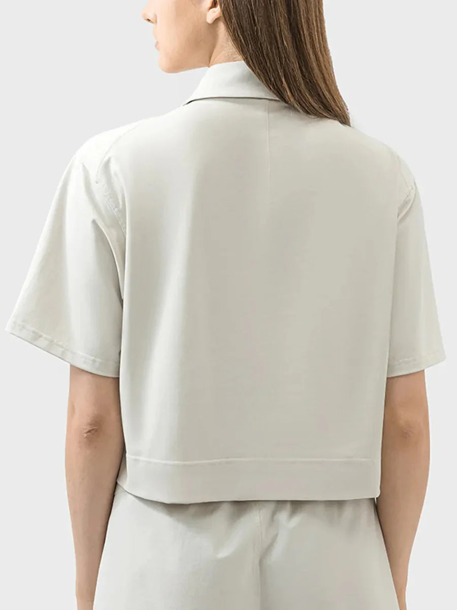 Millennia Half Button Short Sleeve Active T-Shirt for Women