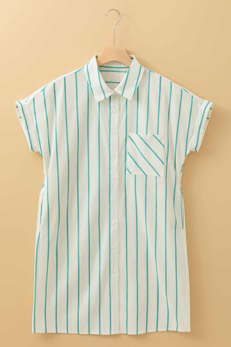 Mint Green St Patricks Striped Wide Short Sleeve Dress