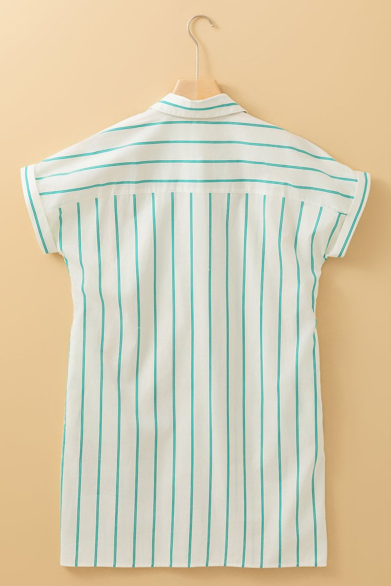 Mint Green St Patricks Striped Wide Short Sleeve Dress