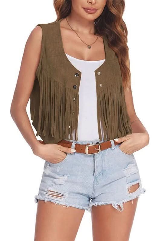 Cropped fringe vest for stylish layering