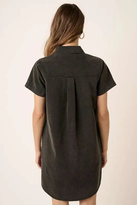 Mittoshop Button Detail Collared Neck Short Sleeve Dress