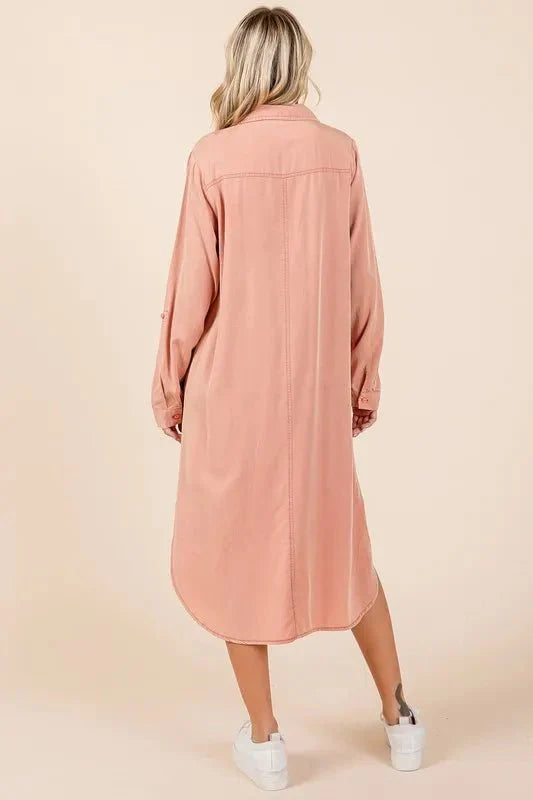 Mittoshop Button Down Long Sleeve Shirt Dress for Women