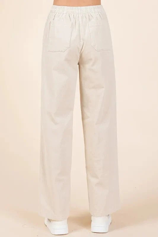 Mittoshop Corduroy Back Elastic Waist Pants for Women