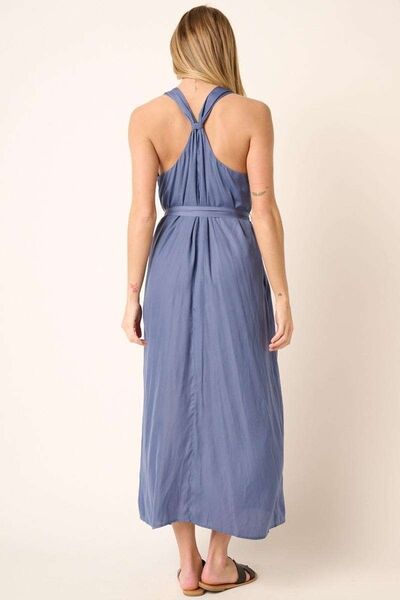Mittoshop Cross Back Belted V Neck Tank Maxi Dress Chic