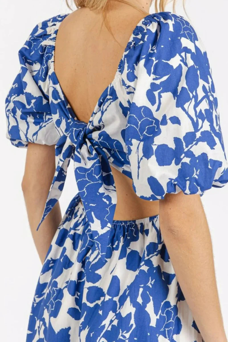 Mittoshop Cutout Back Floral Sweetheart Neck Dress