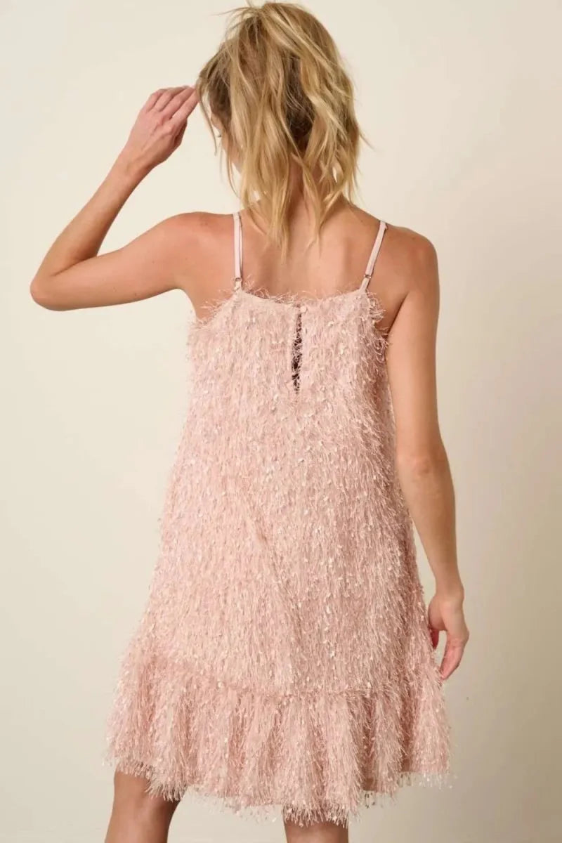 Mittoshop Feather Ruffle Hem Mini Cami Dress for Women