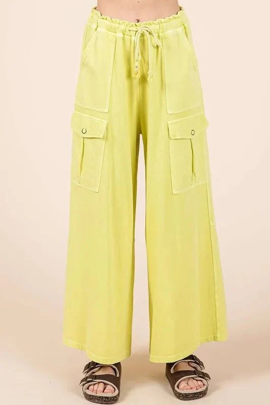 Mittoshop French Terry Cargo Wide Leg Pants for Women