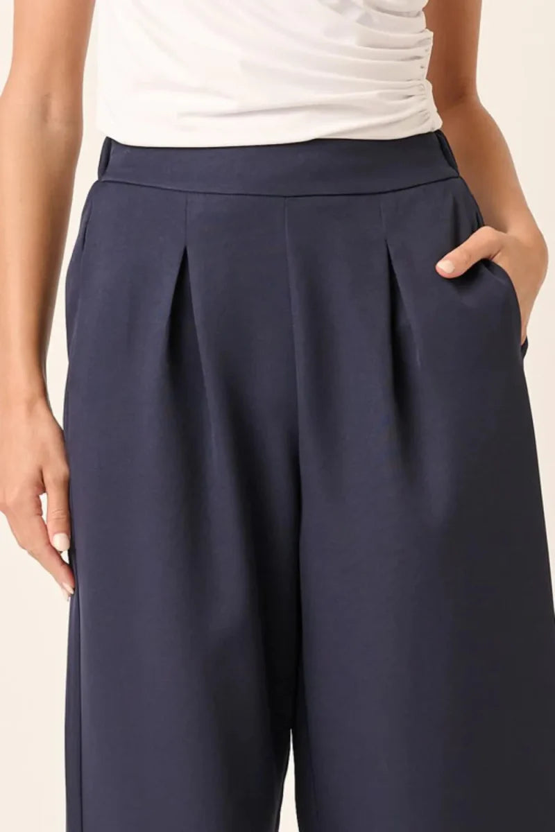 Mittoshop Inverted Pleat Detail Wide Leg Pants for Women