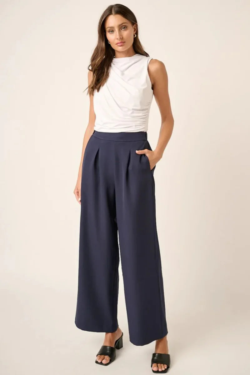 Mittoshop Inverted Pleat Detail Wide Leg Pants for Women