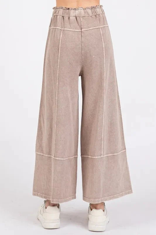 Mittoshop Mineral Wash Seam French Terry Wide Leg Pants