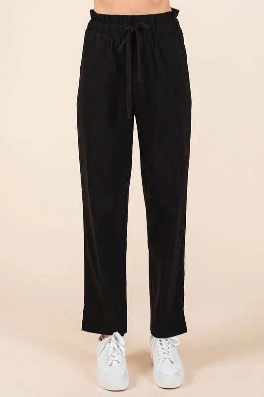 Mittoshop Paperbag Waist Tapered Straight Pants for Women