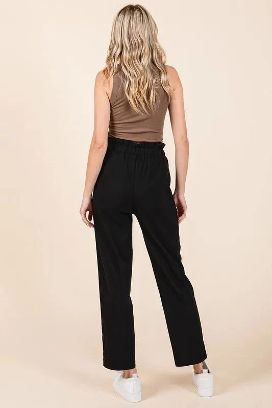 Mittoshop Paperbag Waist Tapered Straight Pants for Women