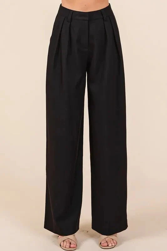 Mittoshop Pintuck Detail High Rise Pants for Chic Style