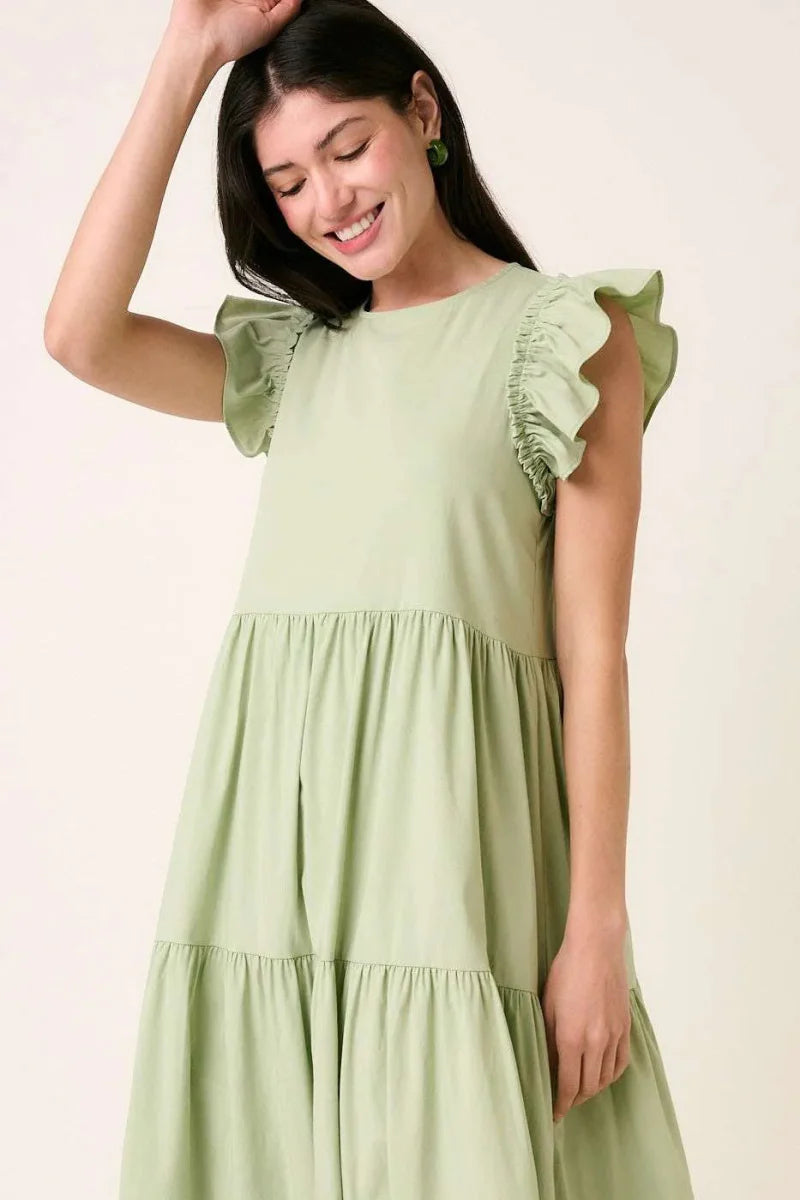 Mittoshop Ruffle Short Sleeve Tiered Maxi Dress for Women