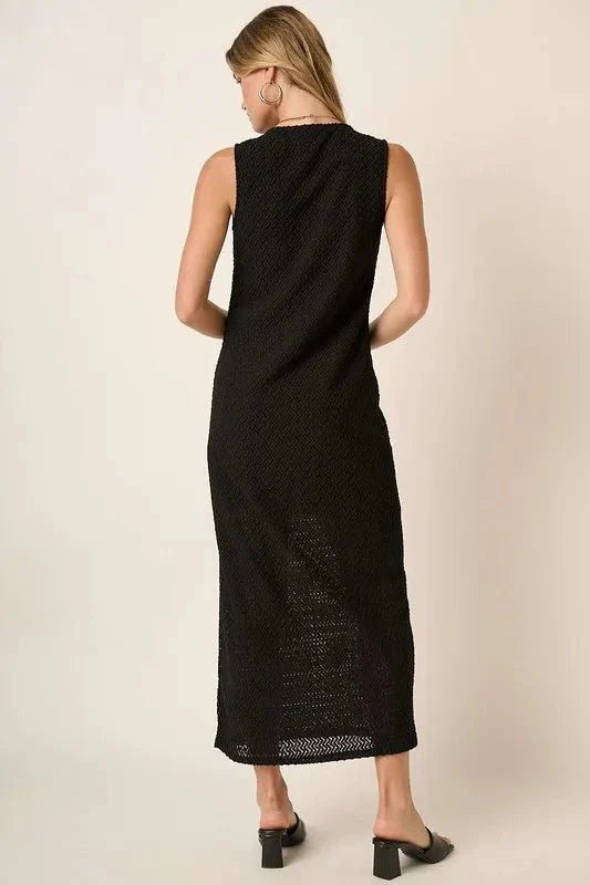 Mittoshop Side Slit Round Neck Sleeveless Dress for Women