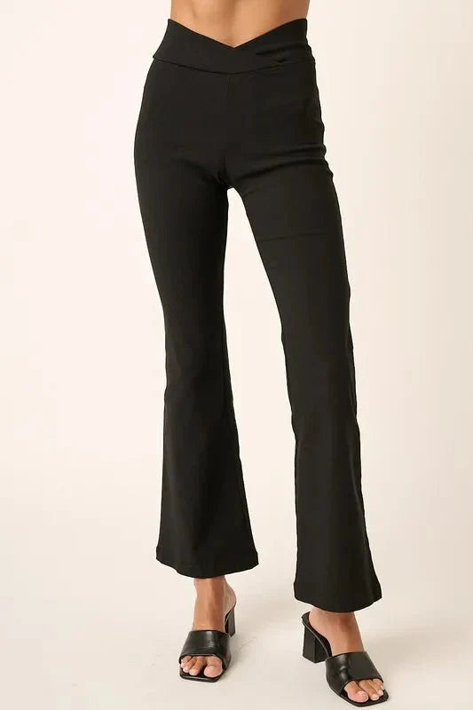 Mittoshop Surplice V Waist Flare Pants for Chic Style
