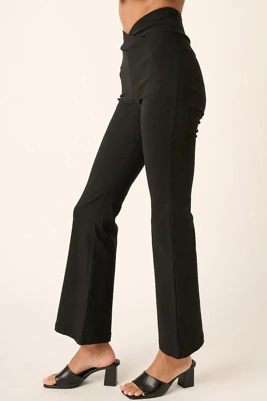 Mittoshop Surplice V Waist Flare Pants for Chic Style