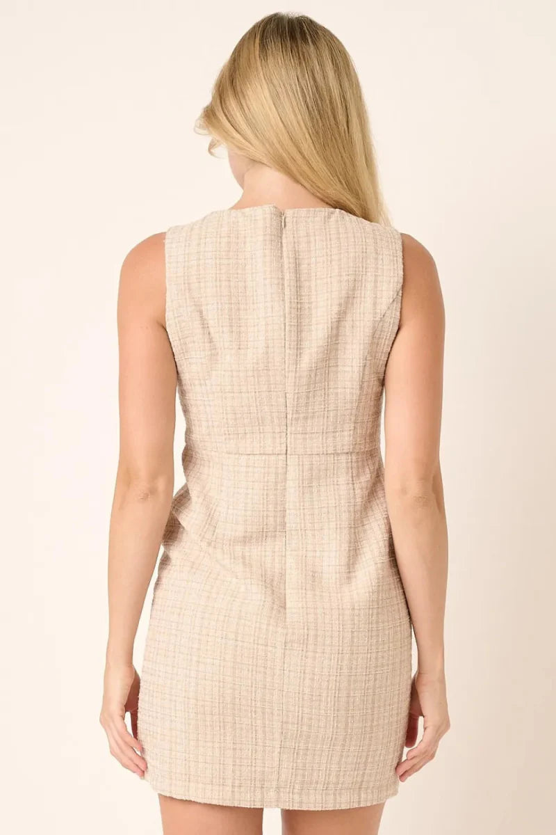 Mittoshop Tweed Sleeveless Mini Dress for Chic Style