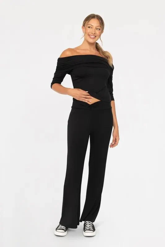 Mono B Cross Pleat Flare Pants for Stylish Looks