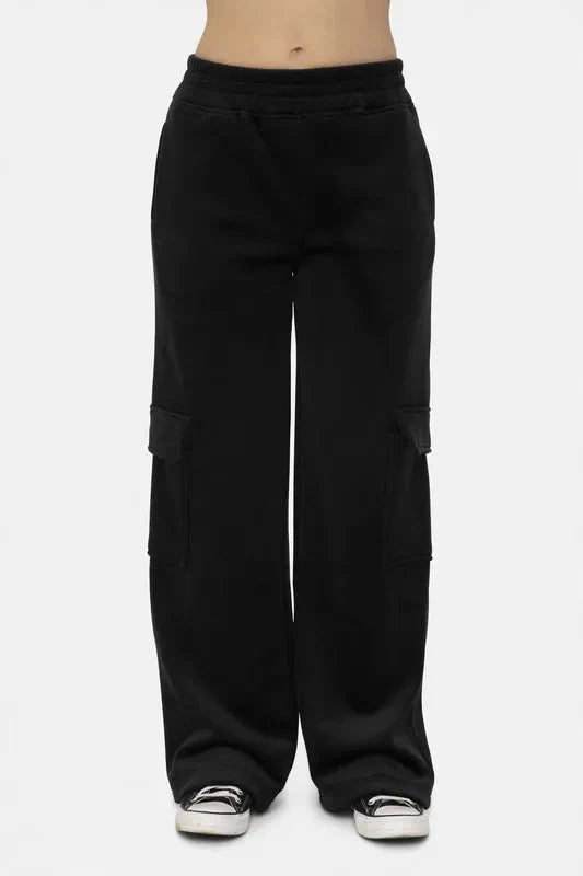 Mono B Elastic Waist Corduroy Cargo Pants for Women