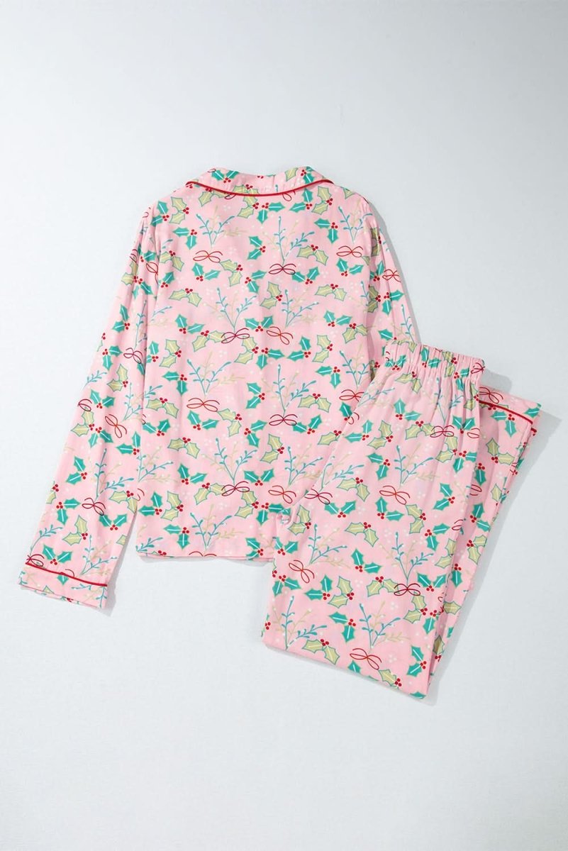Multicolour Floral Christmas Pajamas Set