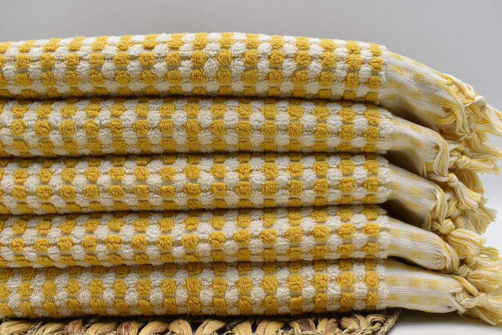 Basiclayersca Bubble Mustard Terry Hand Towel Made From 100