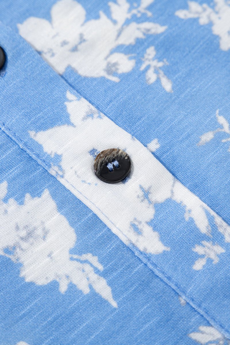 Myosotis Floral Print Half Button Wide Leg Relaxed Jumpsuit