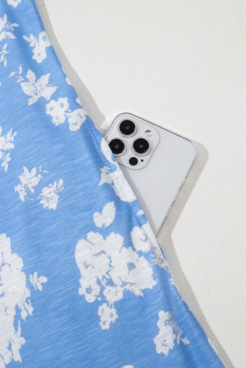 Myosotis Floral Print Half Button Wide Leg Relaxed Jumpsuit