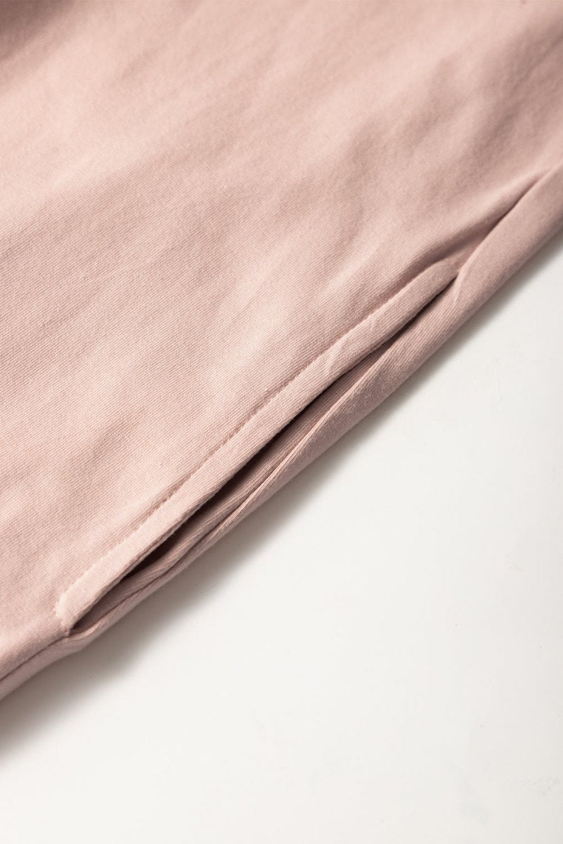 Oatmeal Frilled Trim Crew Neck Loose Fit Mini Dress Stylish