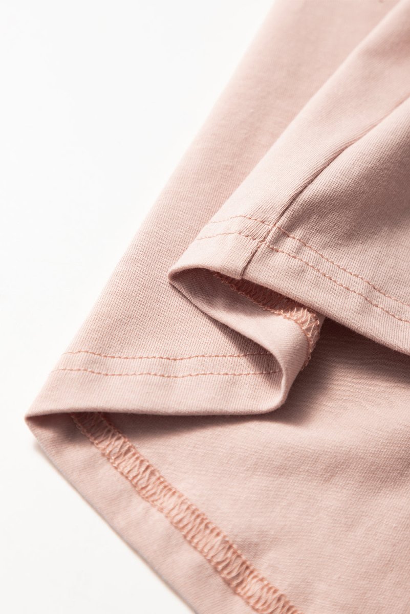 Oatmeal Frilled Trim Crew Neck Loose Fit Mini Dress Stylish