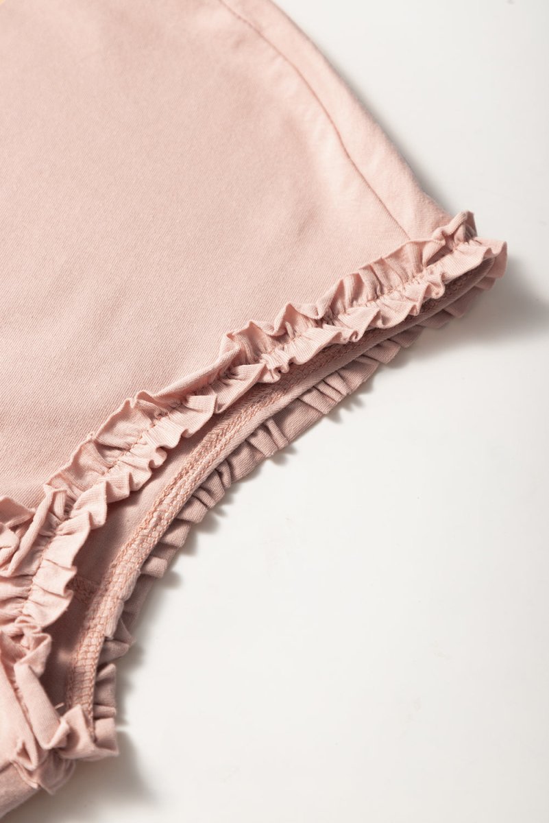 Oatmeal Frilled Trim Crew Neck Loose Fit Mini Dress Stylish